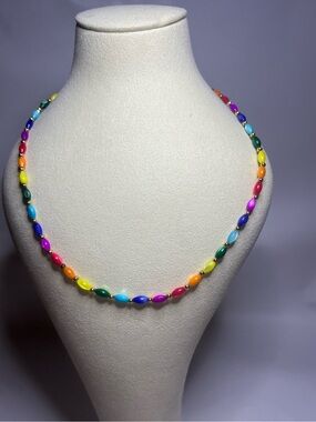 Multicolor Beaded Women's Necklace - Bright Rainbow Beads
